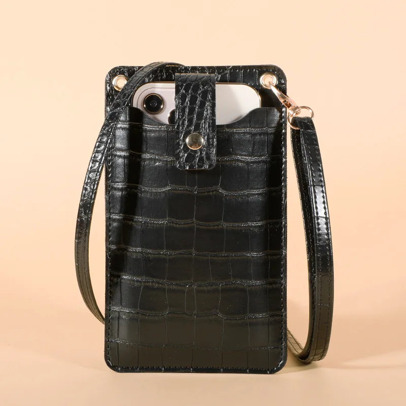 Crocodile Pattern Women PU Leather Shoulder Mini Cell Phone Crossbody Lady Handb