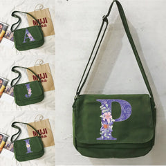 Purple Flower Messenger Bag Harajuku Style Portable Shoulder