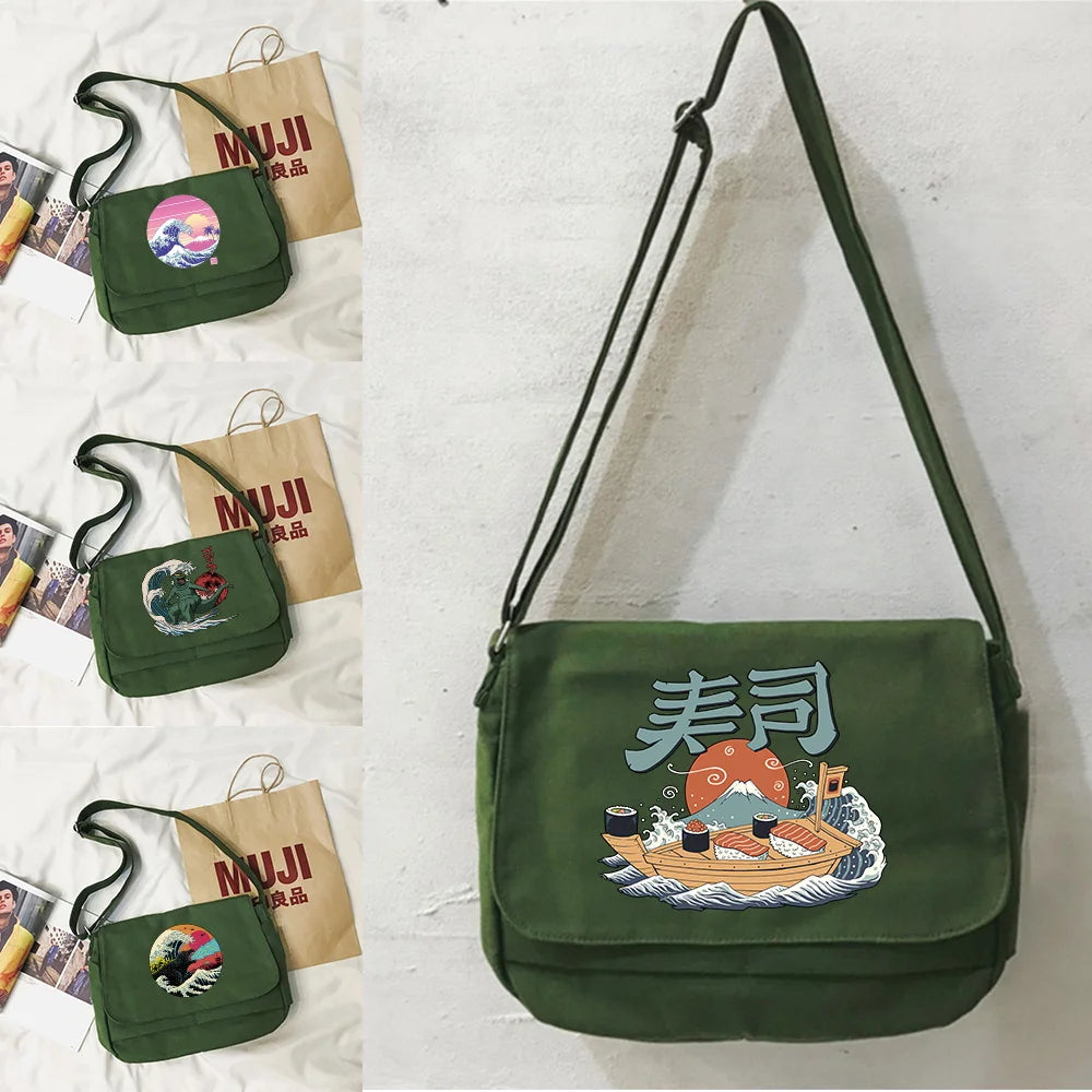 Messenger Bag Student Versatile Wave Pattern Bag