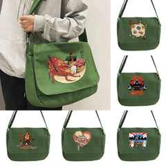 Japanese Art Messenger Bag Student Portable Japan Pattern Golden Bag