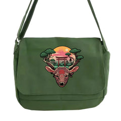 Japanese Art Messenger Bag Student Portable Japan Pattern Golden Bag
