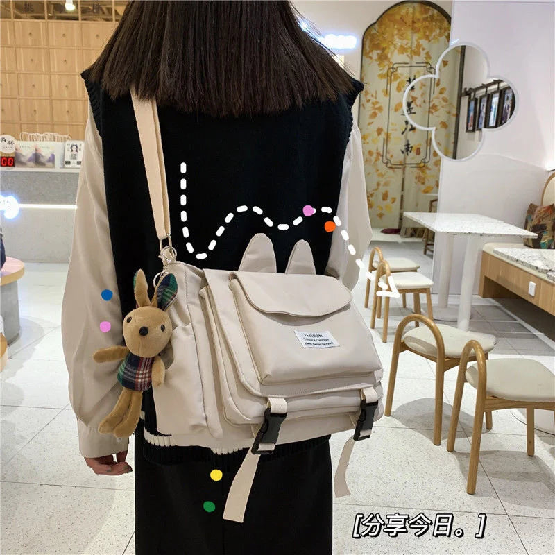 Canvas Messenger Bag with Large Capacity for Women