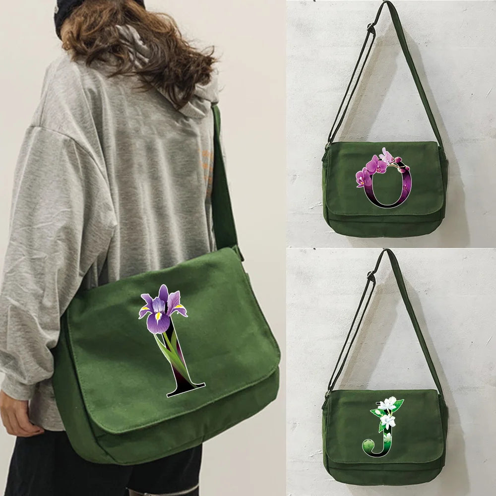 Leisure Multi-function Messenger Bag, Flower Pattern, Large Capacity