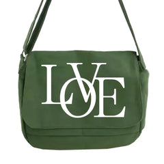 Japanese Style Messenger Bag with Text Pattern