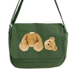 Japanese Bear Pattern Messenger Bag for College Students