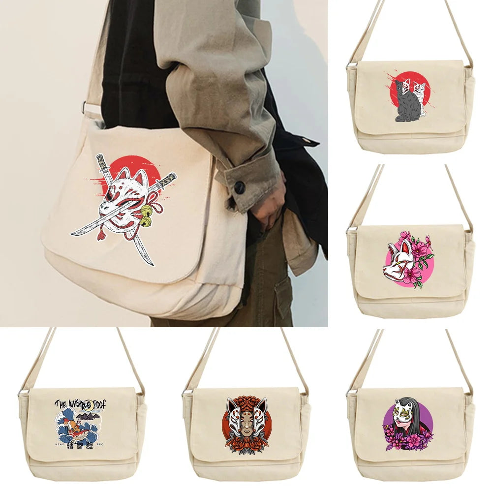 Student Messenger Bag Harajuku Mask Pattern