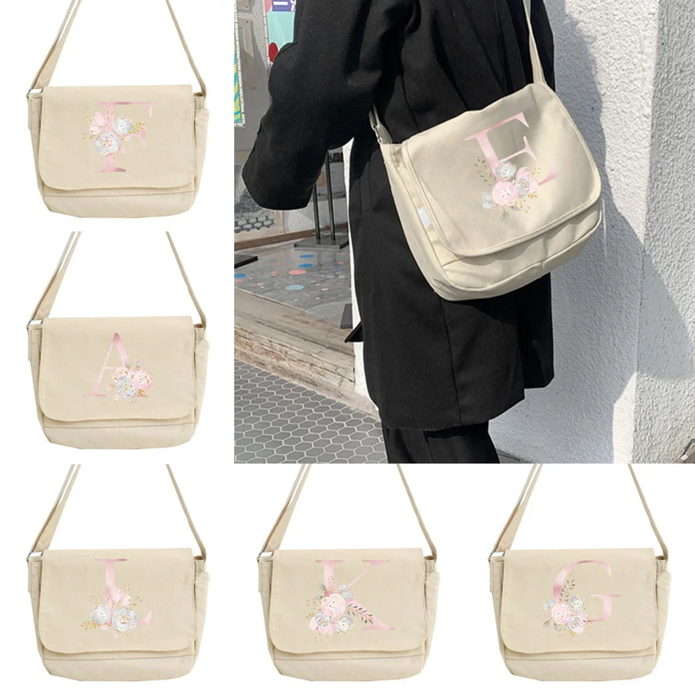 Japanese Harajuku Messenger Bag Pink Flower Pattern