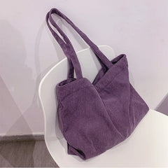 Corduroy Shoulder Bag Women Canvas Handbag Totes Schoolbag