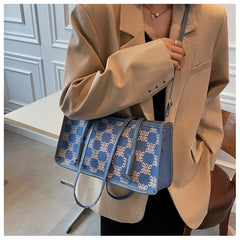 Retro Lattice Print Messenger Bag Women's Crossbody Purse Handbag B069