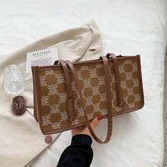 Retro Lattice Print Messenger Bag Women's Crossbody Purse Handbag B069