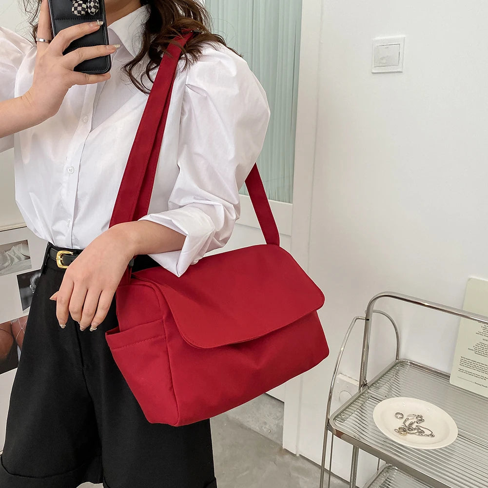 Casual Messenger Shoulder Bag for Women Solid Travel Tote Bag