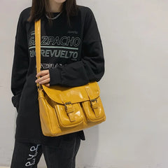 Large Capacity Messenger Bag for Women PU Shoulder Bag Crossbody Bag