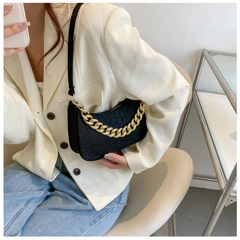 Metal Chain Shoulder Bag Women Diamond Clutch Bags Handbags
