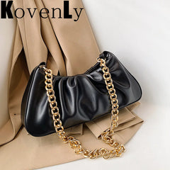 Metal Chain Women's Bag Shoulder Bags Soft Leather Women Handbag