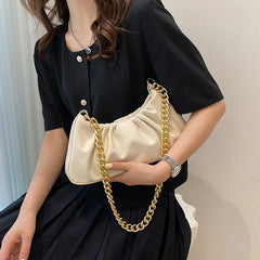 Metal Chain Women's Bag Shoulder Bags Soft Leather Women Handbag