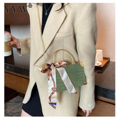 Metal Handle Box Bags Snakeskin Party Clutch Shoulder Chain Purse Handbags