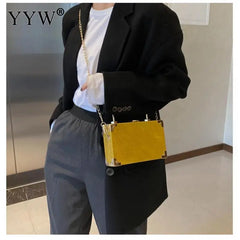 Metal Handle Box Bags Snakeskin Party Clutch Shoulder Chain Purse Handbags