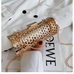 Metal Hollow Out Women's Evening Clutch Bag Chain Shoulder Crossbody Party Bag
