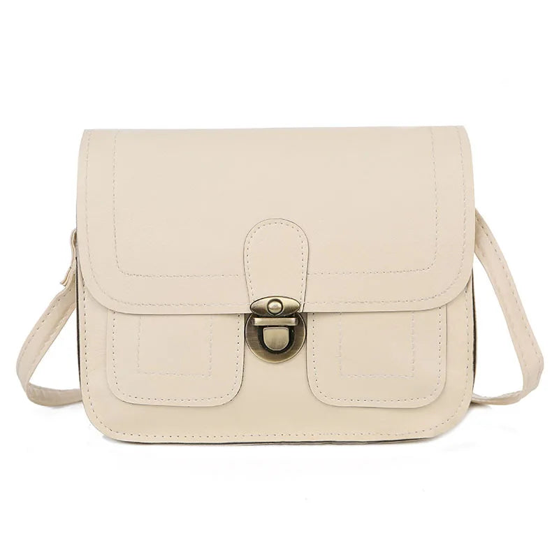Metal Lock Shoulder Bag Solid Retro Small Square Bag Purses and Handbags