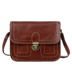 Metal Lock Shoulder Bag Solid Retro Small Square Bag Purses and Handbags
