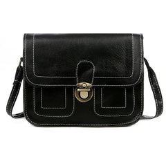 Metal Lock Shoulder Bag Solid Retro Small Square Bag Purses and Handbags