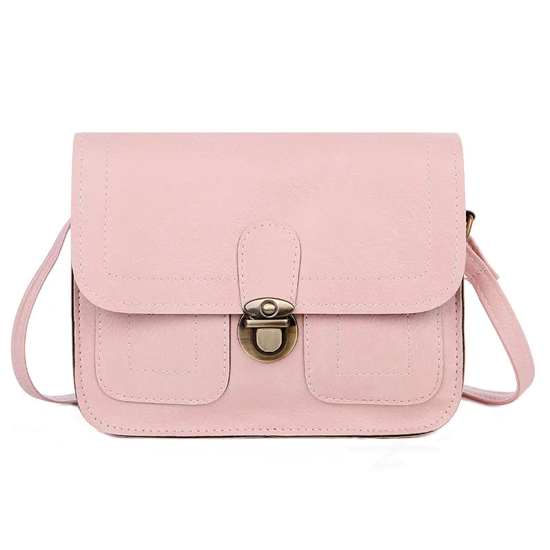 Metal Lock Shoulder Bag Solid Retro Small Square Bag Purses and Handbags