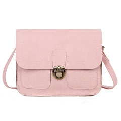 Metal Lock Shoulder Bag Solid Retro Small Square Bag Purses and Handbags