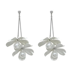 Metal Petals Pearl Pendant Earrings European And American Style