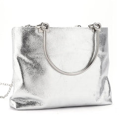 Metal Ring Handle Totes Glossy PU Phone Pouch Purse Handbag