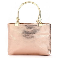 Metal Ring Handle Totes Glossy PU Phone Pouch Purse Handbag