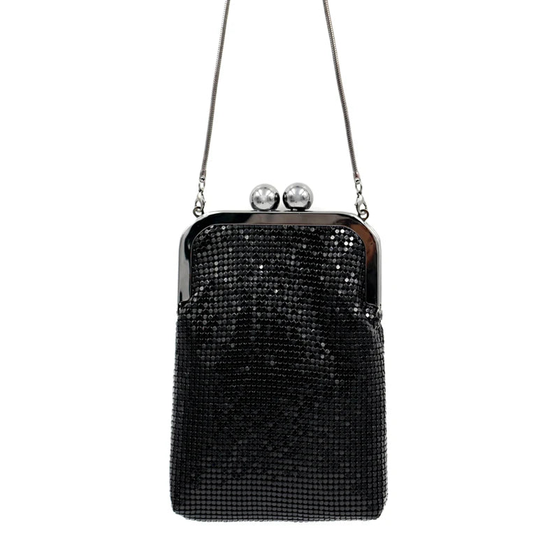 Aluminum Flash Bucket Clutch Bag Evening Party Banquet Shoulder Tote