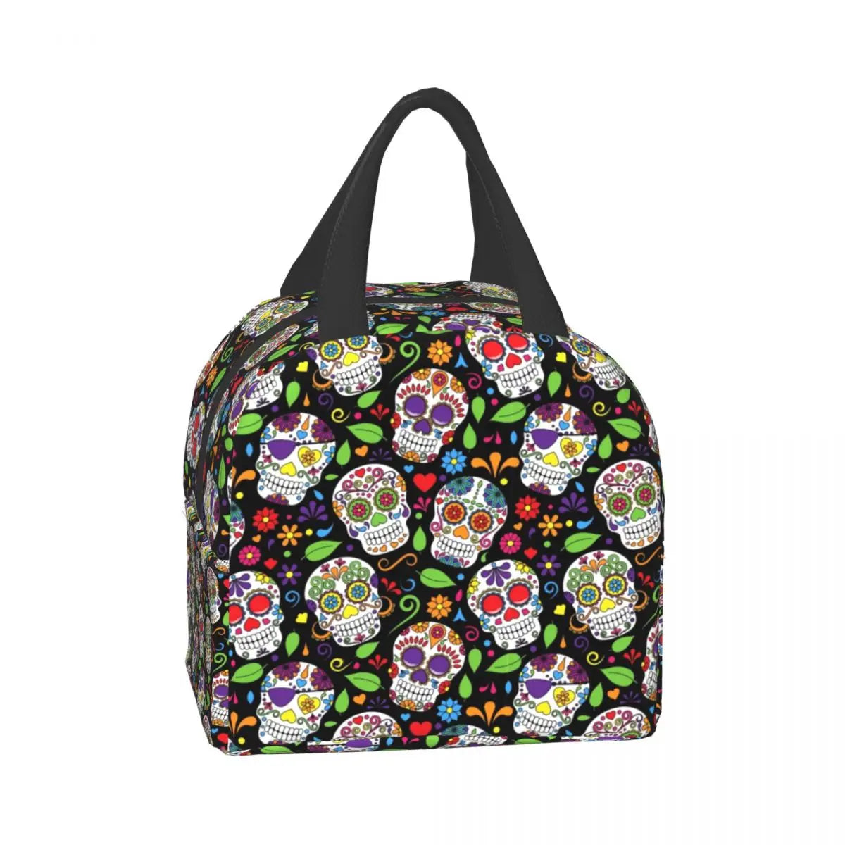 Mexican Sugar Skull Insulated Lunch Bag Waterproof Halloween Cooler