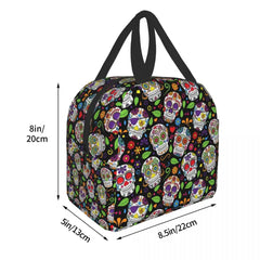 Mexican Sugar Skull Insulated Lunch Bag Waterproof Halloween Cooler
