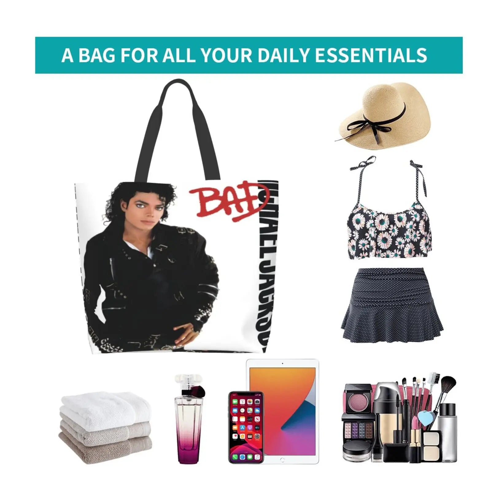 Michael Jackson 3 Tote Bag Large Women Bag Summer Tote Travel