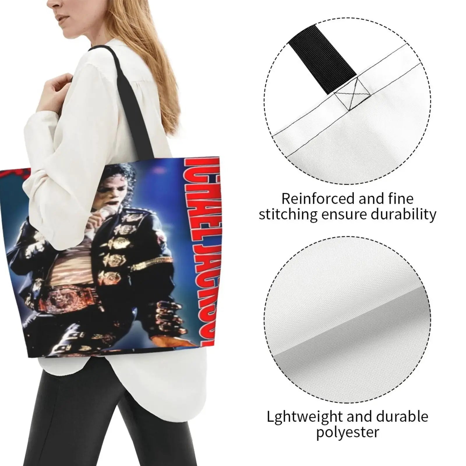 Michael Jackson Tote Bag Large Women Bag Summer Tote Travel Anime Women