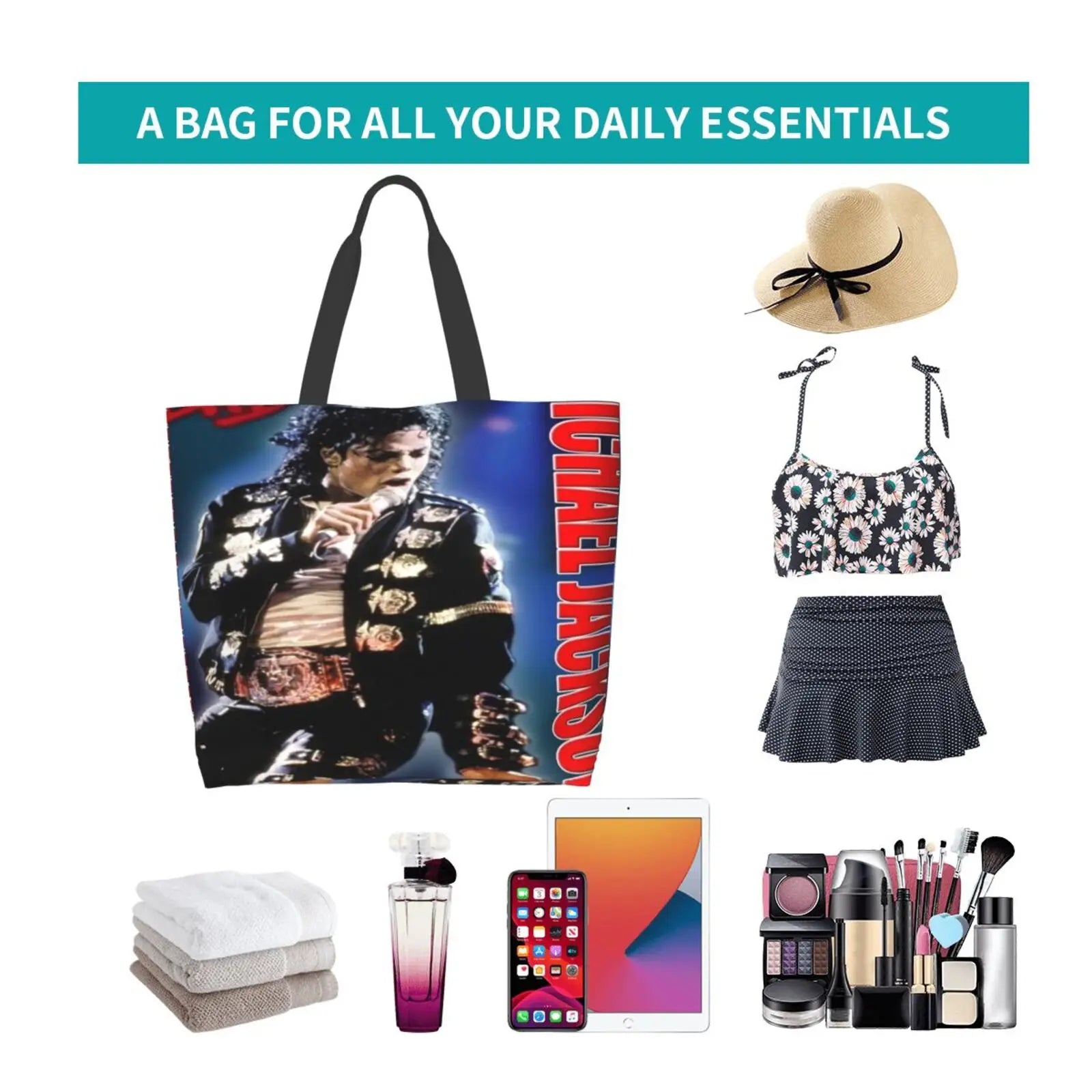 Michael Jackson Tote Bag Large Women Bag Summer Tote Travel Anime Women