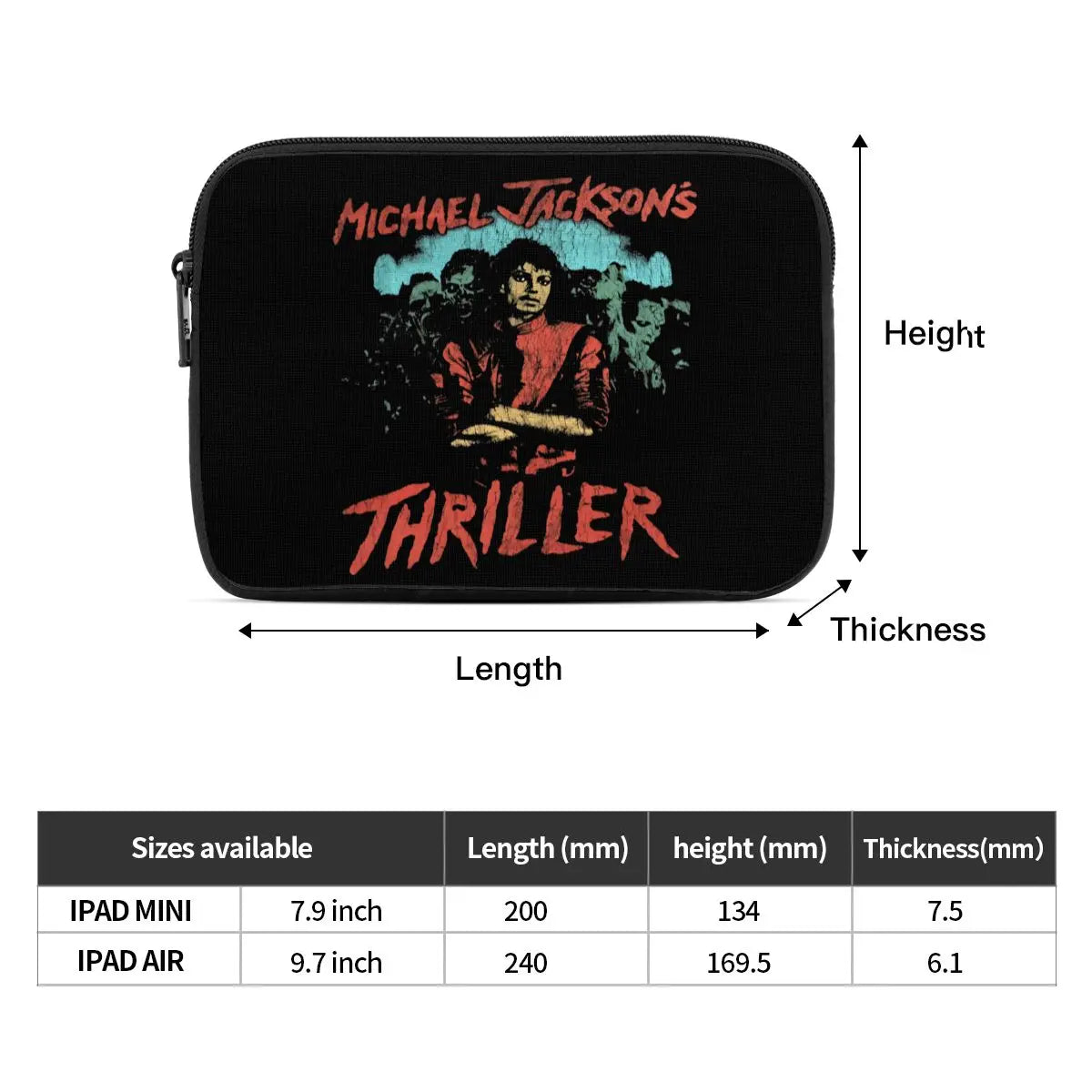 Michael Jackson Thriller Zombie Art Tablet Bag Waterproof