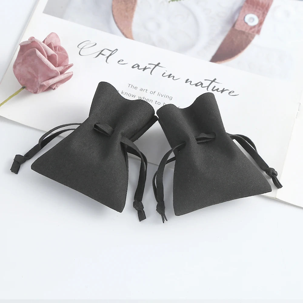 Microfiber Velvet Small Jewelry Gift Bags 7x8cm Drawstring Organizer Pouches