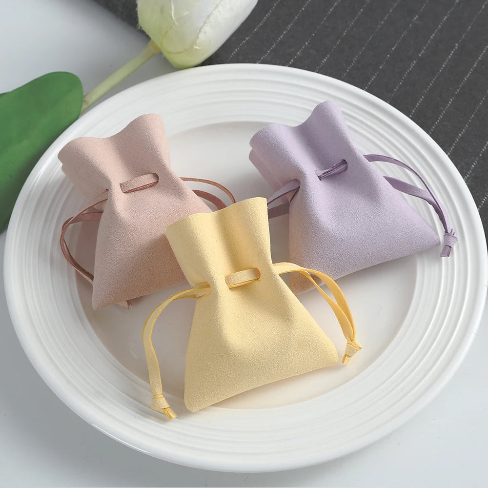Microfiber Velvet Small Jewelry Gift Bags 7x8cm Drawstring Organizer Pouches