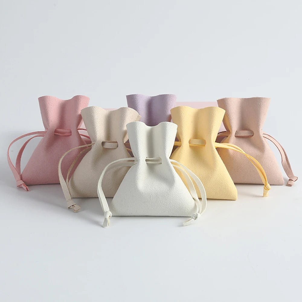 Microfiber Velvet Small Jewelry Gift Bags 7x8cm Drawstring Organizer Pouches