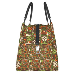 Mid-Century Geometric Lunch Bag Retro 50s 60s Thermal Tote Handbag