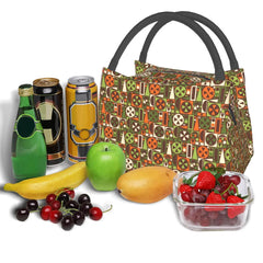 Mid-Century Geometric Lunch Bag Retro 50s 60s Thermal Tote Handbag