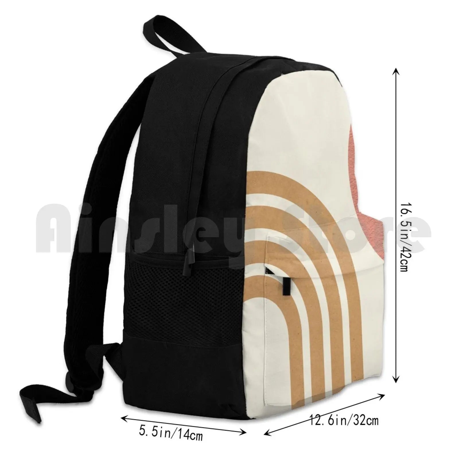 Mid Century Modern Pink-Sun & Rainbow Outdoor Hiking Backpack