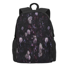 Dark Floral Backpack Men Women Zip Pockets