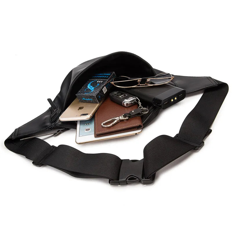 Mihaivi Leather Waist Bags For Men Chest Pack Belt Bag Outdoor Sports