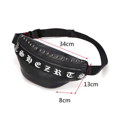 Mihaivin Punk Rivet Men's Waist Pack Pu Leather Chest Bag