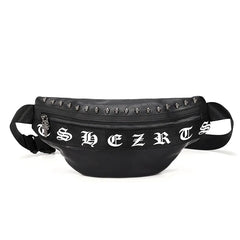 Mihaivin Punk Rivet Men's Waist Pack Pu Leather Chest Bag