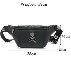 Mihaivin Rock Skull Belt Bag Rivet Chest Bag Waist Bag Women Men Bum Bags
