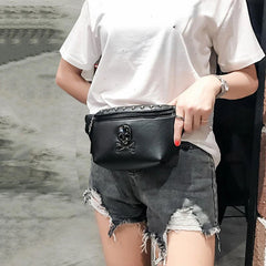 Mihaivin Rock Skull Belt Bag Rivet Chest Bag Waist Bag Women Men Bum Bags