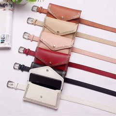 Mihaivin Rivet Waist Belt Pack PU Leather Women Bags